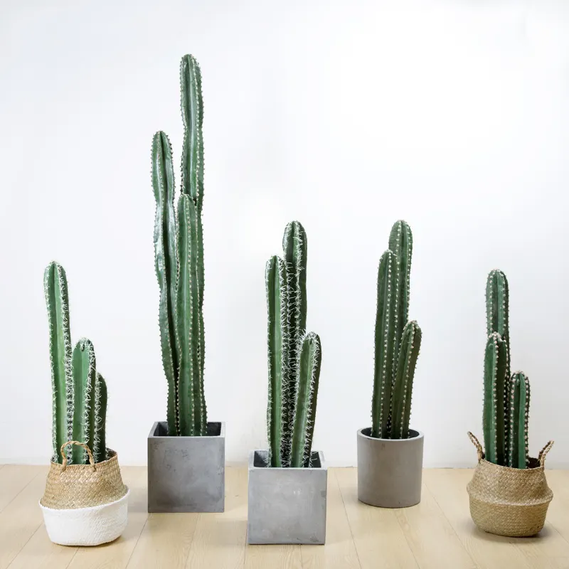 Potted Indoor Artificial Cactus Tree Faux Cactus Column Bonsai Plants