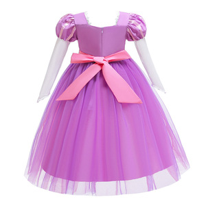 De Halloween Navidad Fiesta chicas vestido Puff traje de manga princesa Rapunzel para niños 1-12 años - Product Image 5