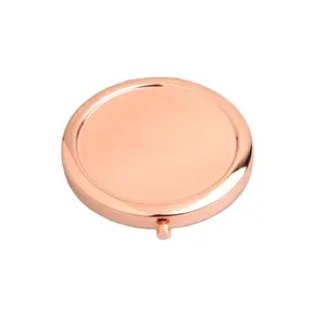 Folded Round Branded Cosmetic Mirror Rose Gold Metal Pocket Mirror personalized pocket mirror