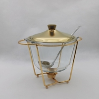 Plat de service en verre pour réchauffer les aliments, 4L, doré, pour mariage, hôtel, fête, restaurant, réchauffeur universel