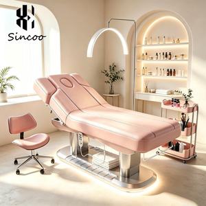 Lit de massage électrique vibrant à 4 moteurs chauffant pour salon de beauté, spa de luxe, soins du visage et des cils, avec cadre en acier inoxydable - Product Image 1