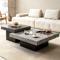 Ensemble de table en pierre de luxe minimaliste italien, adapté à un salon simple, table basse carrée haut de gamme créative