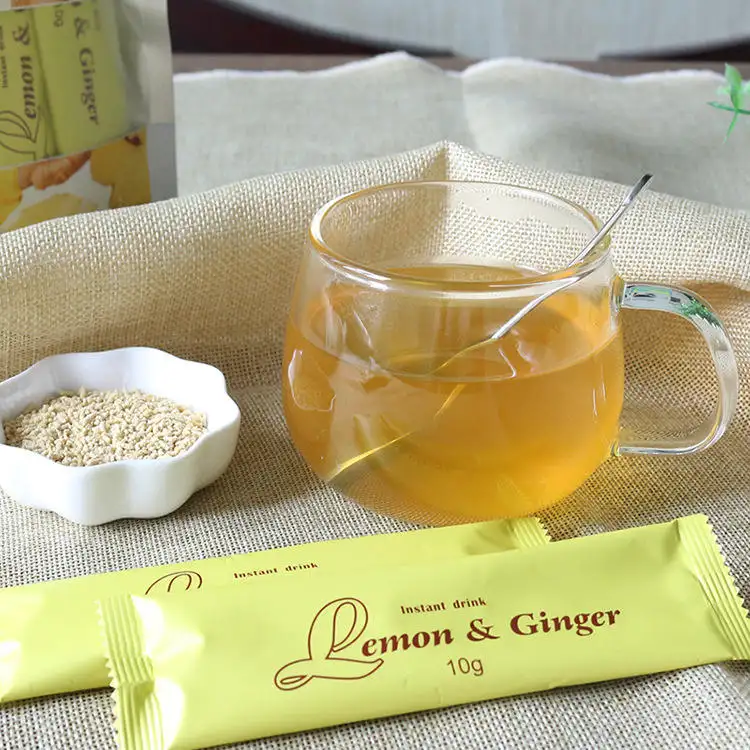 Té adelgazante instantáneo con sabor a limón y jengibre, bebida en polvo caliente para el estómago, zumo de miel chino, fruta y té