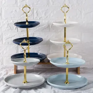 Modern simple factory stocked high quality cheap ceramic dessert dishes porcelain glazed cake stand