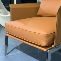 Italin – fauteuil en cuir à pied en acier, Design Simple, chaise de détente moderne et confortable
