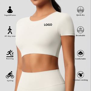 2025 Gym Femme alta resistencia apretado manga corta Fitness Yoga Wear Crop Top ropa de mujer - Product Image 6
