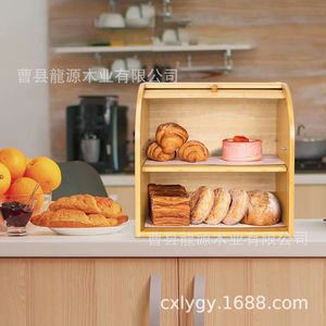 กล่องเก็บขนมปังไม้แบบพลิกฝา 37x25x36 ซม. ตู้ครัวความจุขนาดใหญ่ - Product Image 4