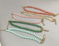 Collier Zooying en acier inoxydable avec fermoir marin, perles multicolores en verre arc-en-ciel et jade, avec breloque DIY