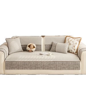 Chenille Sofa Cushions All Season Fixed Anti Slip Seat Covers Light Luxury Style General Use Solid Color Milk Coffee Gray <b>White</b> - Product Image 5