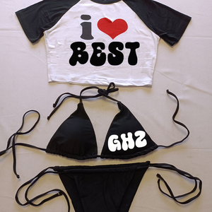 여성용 수영복 맞춤형 로고 피트니스 섹시 수영복 3피스 세트 마이크로 미니 비키니 베이비 티셔츠 럭셔리 수영복 세트 2026 - Product Image 5