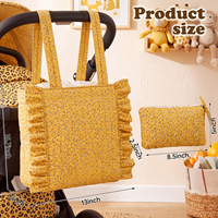 Ensemble de sacs organisateurs matelassés à imprimé floral pour poussette, avec volants, sac de rangement pour maman et pochette assortie pour poussette
