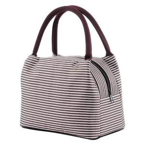 Sac à lunch isotherme rayé bleu 23x16x19cm avec poignée pour les trajets quotidiens et l'utilisation en extérieur - Product Image 4