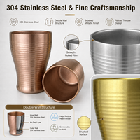 304 RVS dubbelwandige beker met horizontale ribbels, luxe metalen tumbler voor restaurants, hotels en bars, groothandel