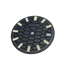 Cadran de montre noir couleur canon de fusil, motif treillis, vert lumineux Super C3, 28,5 mm, compatible NH35A NH36A, pièces de montre modifiées SKX007