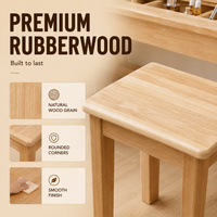 Nouveau tabouret de coiffeuse en bois massif de style nordique, en bois d'hévéa de qualité A, écologique, pour chambre à coucher (Modèle 2133)