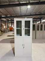 Armoire de rangement multifonctionnelle à 2 tiroirs, armoire de bureau en acier avec porte en verre, casiers métalliques