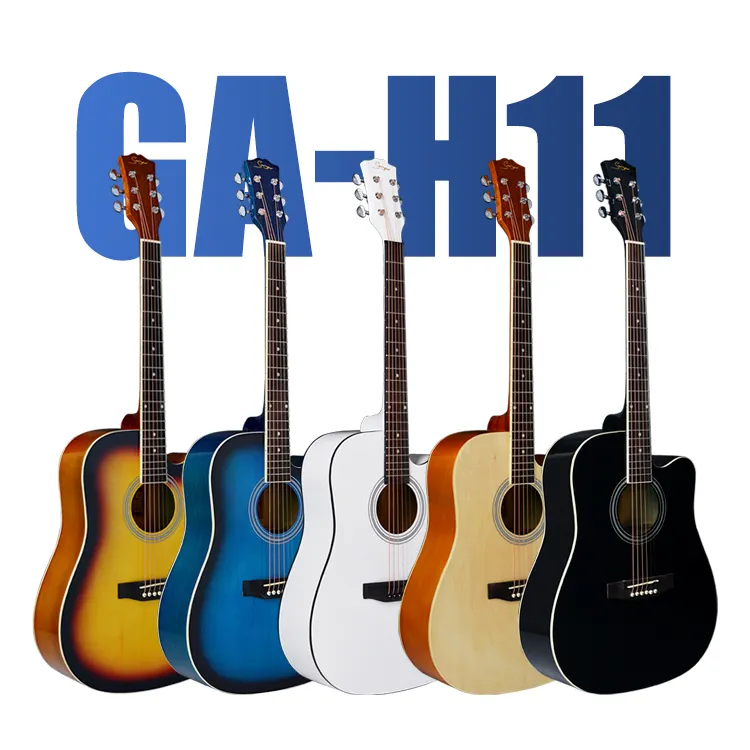 GA-H11 41 inç renkli acemi akustik gitar ucuz fiyat ihlamur halk tam boy gitar akustik