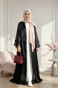 Abaya Kimono Premium de Satén Brillante de Dos Capas, Abaya Musulmana Ligera y Fluida para Uso Diario y Eventos Especiales (1432) - Product Image 3