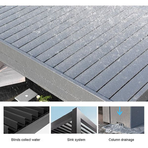 Chòi nghỉ ngoài trời bằng nhôm tự động chống thấm nước với thiết kế mái che xếp lớp, chống tia cực tím, kích thước tùy chỉnh - Product Image 4