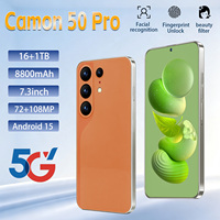 Cámara con IA de 108MP, Camon 50 Pro, Pantalla HD de 7.3 Pulgadas y 90Hz, Android 15, 16GB, 1TB, Más de 8000mAh, MTK 62XX Deca Core, 5G, Doble SIM, Face ID, GPS