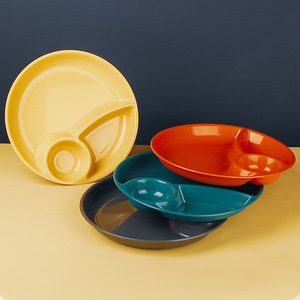 Assiette ronde pour enfants à trois compartiments, couleur unie, pour le contrôle des portions, pour les repas et les collations - Product Image 2