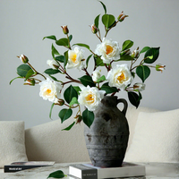 Y-054 Nieuwe 52cm Witte Kunstzijde Camelia Bloem voor Tafeldecoratie Thuis, Bloemstuk voor Nachtkastje, Slaapkamer