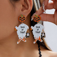 Anting Hantu Gemuk Lucu Berhias Laba-laba dan Labu Bertabur Berlian untuk Halloween, Laris Manis