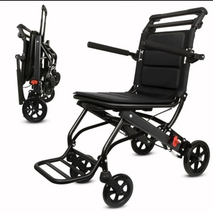 Silla de Ruedas Ligera Plegable para Viaje, Personalizada, Portátil, Estándar, de Aleación de Aluminio, Manual, con Barra de Remolque - Product Image 1