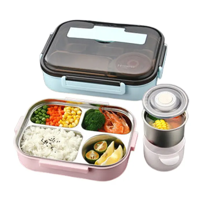 Hot Verkoop Geïsoleerde Lekvrij Lunch Dozen Containers Food Grade Draagbare Roestvrij Staal Kantoor Werknemers Verwarming Thermische Lunchbox