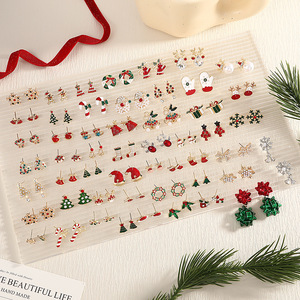 Christmas <b>Earrings</b> Alloy Rhinestone <b>Snowflake</b> Reindeer Tree Women's Holiday Jewelry 3D Cartoon Design Spring 2024 - Product Image 3
