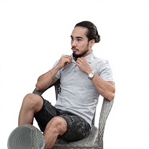 Polo à manches courtes gris pour homme, en coton tricoté, respirant, avec boutons, coupe classique, décontracté, couleur unie - Product Image 1