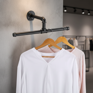 Porte-vêtements mural flottant en tuyau industriel, bricolage, robuste, rustique, vintage, barre à vêtements en métal pour la cuisine - Product Image 5