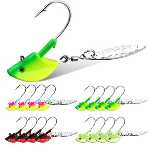 3.5G 7G 10G 14G Fishing Jig Heads Kit -Underspin Jig Heads Swimbait Head Jig with Willow Blade Glow Colorful Painted Weight Spin