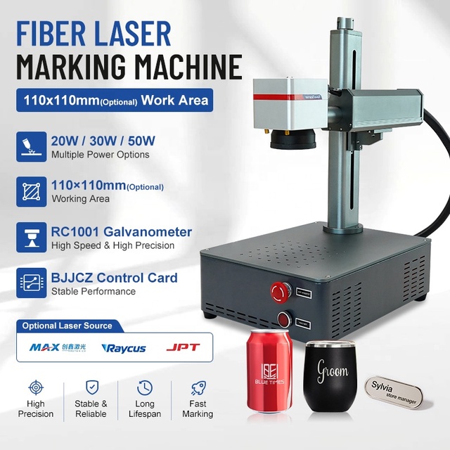 Compact Portable Fiber Laser Marking Machine for Nameplates Logos Serial Numbers and Workshop Metal Engraving