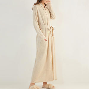 Long Sleeve Deep Wraps 100% Cashmere <strong>Cotton</strong> Wool Robes Dressing Gown Sexy Sweater Cardigan <strong>Bathrobe</strong> for Women - Product Image 3