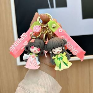 Cute Cartoon Girl Keychain Silicone Rubber Bag Pendant & School Bag Pendant PVC Plastic <b>Key</b> <b>Chains</b> for Car <b>Keys</b> Gifts Wholesale - Product Image 2