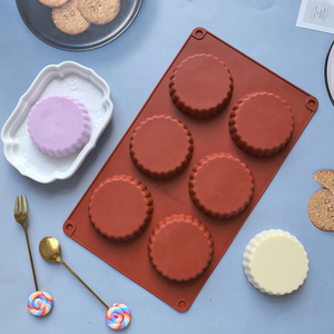 Molde redondo de silicona para pasteles de 6 cavidades, molde redondo para hornear pasteles, gelatina, pudín, forma de jabón, herramienta de decoración de pasteles de hielo, disco, molde para galletas y pan - Product Image 2