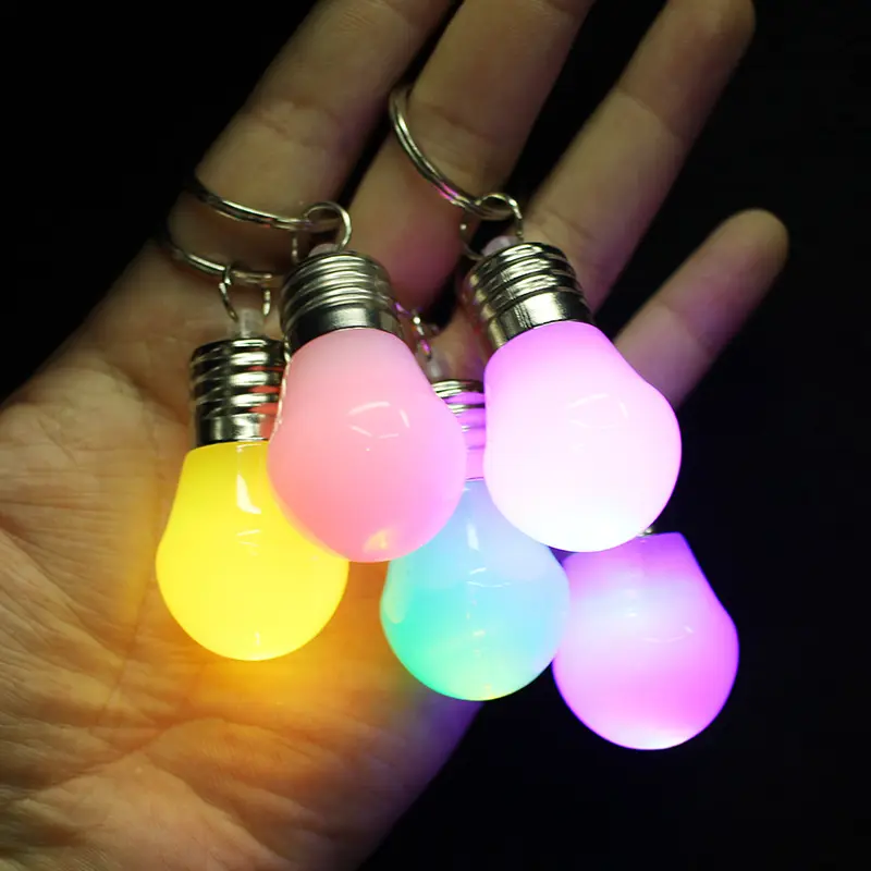 Fashion Lighting Mini Luminous LED Bulb Key chain Pendant Christmas Gift UV Light Keychain