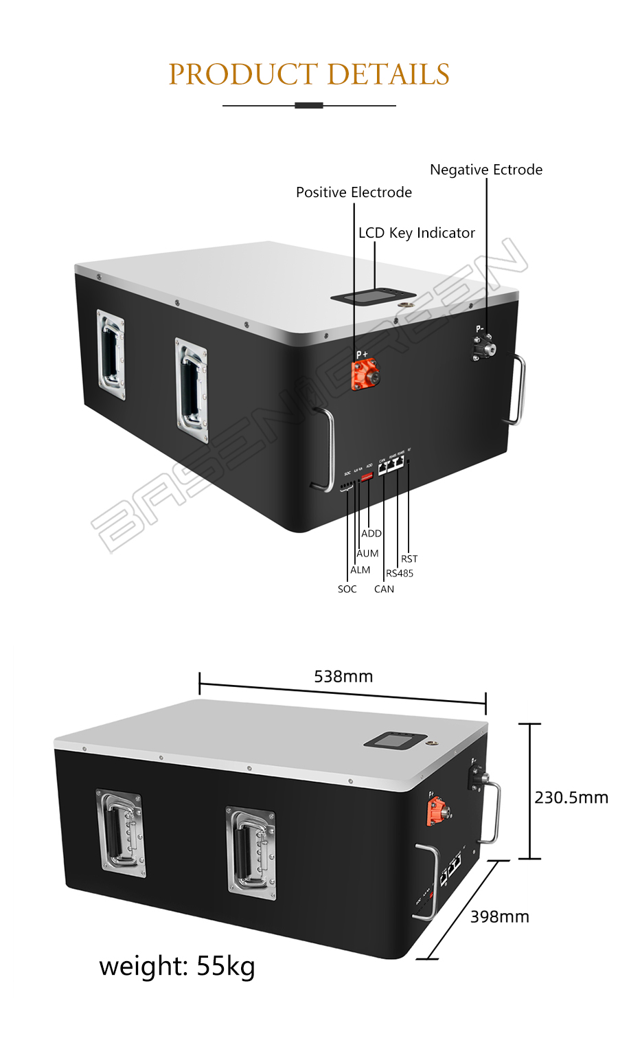 Wall-Mounted Basen 51.2V 48V 230AH Lifepo4 Battery Pack 6000 Cycles Times For Home Energy Storage 4 H2a747f0f03d84c03890e7bab9bcd1e15Y