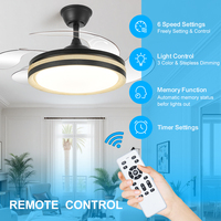 Ventilador de Techo LED Retráctil Plegable Y273 de 42 Pulgadas con Aspas Ocultas, Diseño Moderno, Control Remoto, Uso en Dormitorio, Motor AC/DC