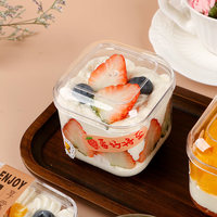 Boîtes en plastique PS transparentes carrées et rondes, écologiques, recyclables, en acrylique pour dessert, boîte à gâteau, mini boîte à tiramisu