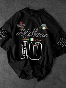 T-shirt streetwear surdimensionné, style jersey vintage personnalisé, imprimé graphique, 100% coton tricoté, unisexe pour hommes et femmes - Product Image 1