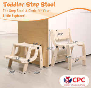 <span class=keywords><strong>Tabouret</strong></span> pliable en bois de haute qualité pour l'apprentissage de la propreté des tout-petits et l'utilisation dans la salle de bain, écologique et durable - Product Image 4