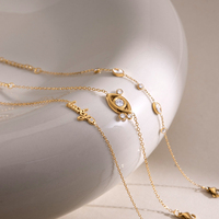 J&D Jewelry - Pulsera Clásica de Acero Inoxidable Chapada en Oro de 18K con Colgante de Ojo Redondo de Circonita Blanca, Resistente al Agua y al Deslustre, Regalo para Mujer