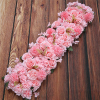 Guirlande de fleurs artificielles de roses blanches de luxe, 100 cm, pour centre de table de mariage, arche de fleurs, toile de fond murale pour cérémonie et événement