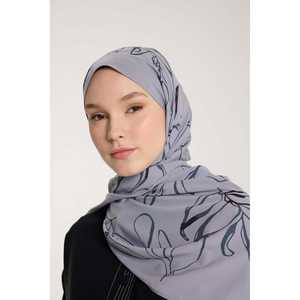 Écharpe longue Pure Tone style câble, motif feuilles argentées et grises - Product Image 2