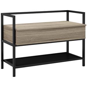 Meuble <span class=keywords><strong>de</strong></span> rangement à <span class=keywords><strong>chaussures</strong></span> en acier industriel avec étagère basculante en chêne pour entrée d'hôtel et salon - Product Image 3