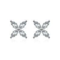 Boucles d'oreilles clous en or avec diamant de laboratoire taille marquise pour femme, 0,225 ct, pierres latérales, certifiées IGI, boucles d'oreilles statement
