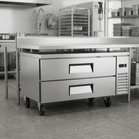 Réfrigérateur vertical professionnel en acier inoxydable à 2 tiroirs avec refroidissement par air et contrôle numérique pour cuisine commerciale
