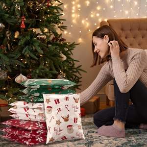 Huamaohengchun Biodegradable Eco-Friendly Christmas Poly <b>Bubble</b> Mailers 10x13 Inch 50Pcs Strong Adhesive Self-Seal Shipping Bags - Product Image 5